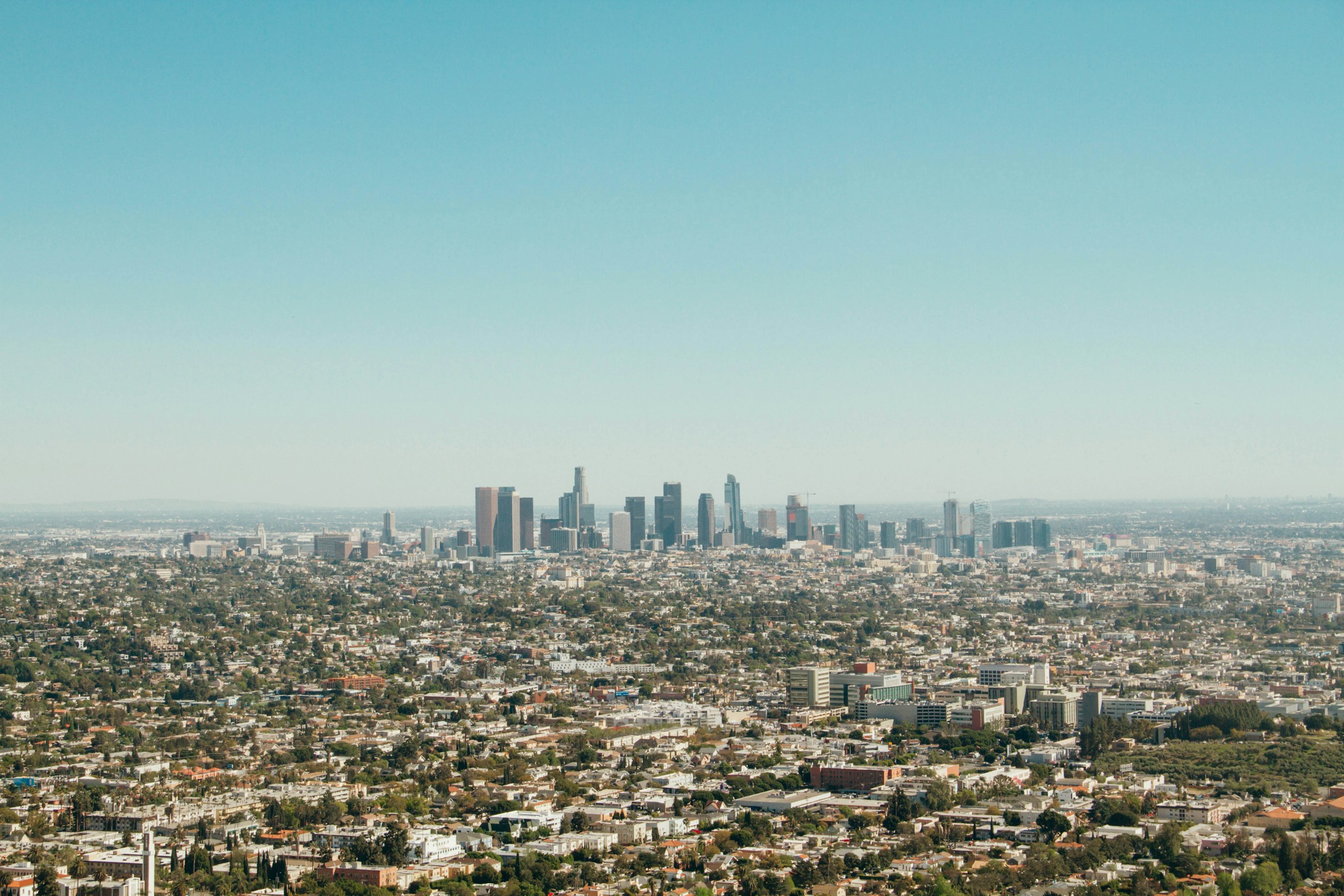 Los Angeles aerial cityscape view showing the urban landscape where TALA Associates provides civil engineering and land surveying services